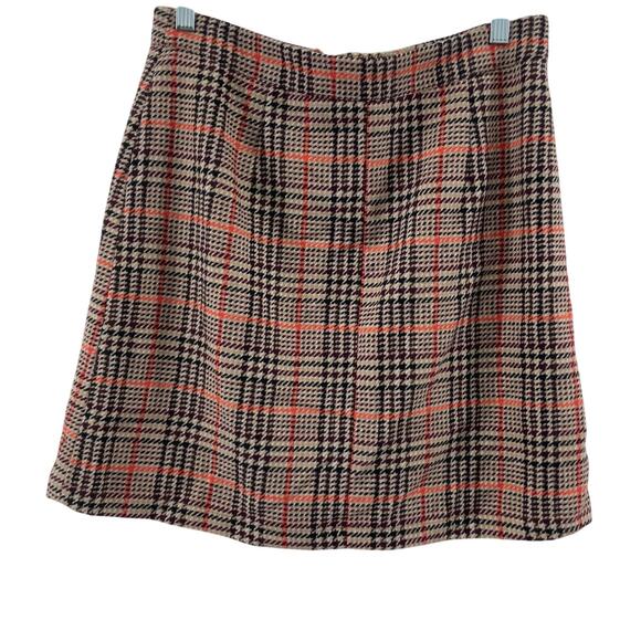 Jean Pascale Wool Tweed Women's Plaid A-Line Midi Skirt Beige/Pink EUR Size 40 - Picture 1 of 5